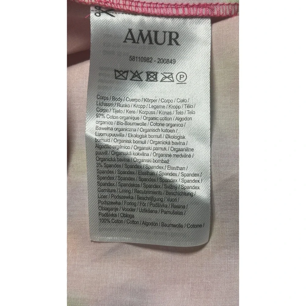 AMUR Camreigh Flower Mini Dress Size 2 Pink Watercolor Wedding Guest Colorful - Picture 7 of 8